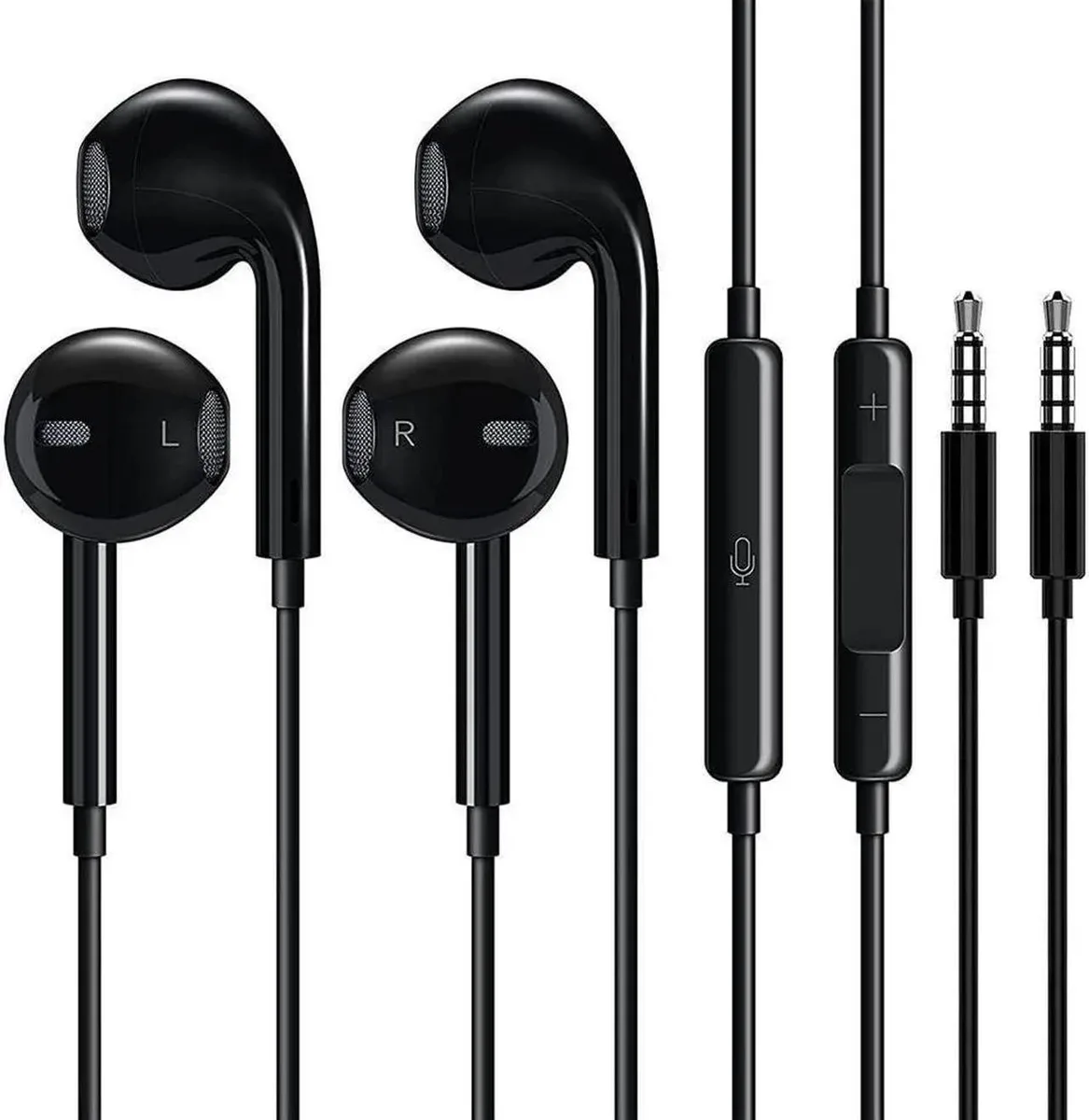 SMUGDESK SMUGDESK Wired Half In-Ear Earbuds 2 Pack Black 3.5mm — product photo