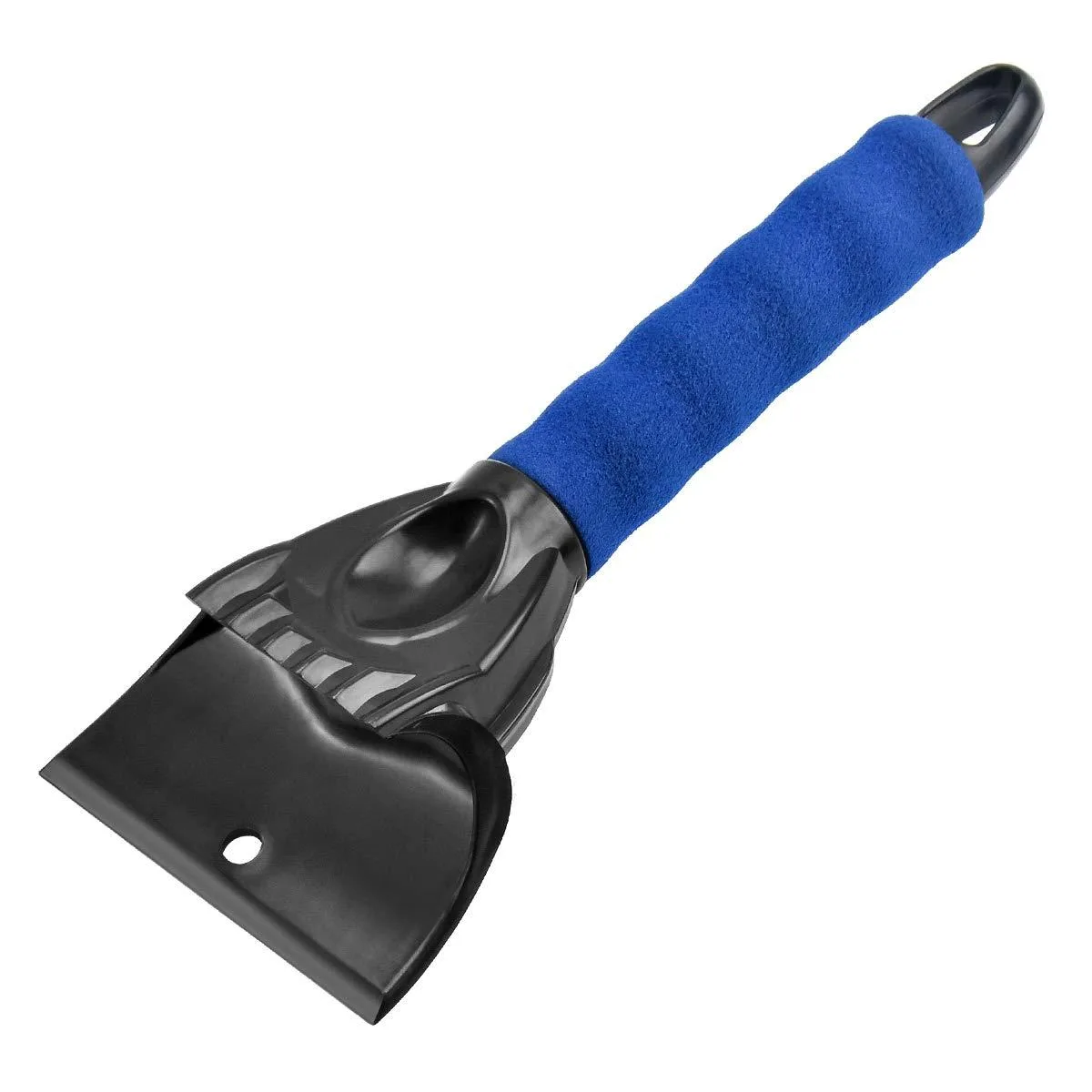 Ten-inch ice scraper with foam grip and four-inch blade