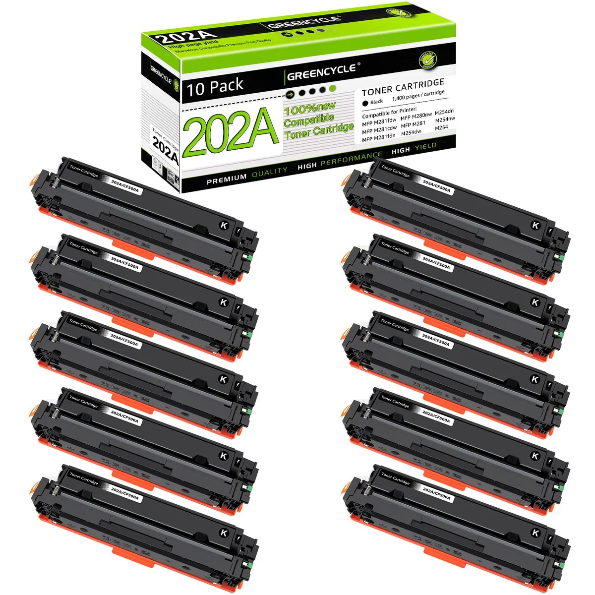 GREENCYCLE GREENCYCLE 202A Black toner cartridge 10-pack — product photo