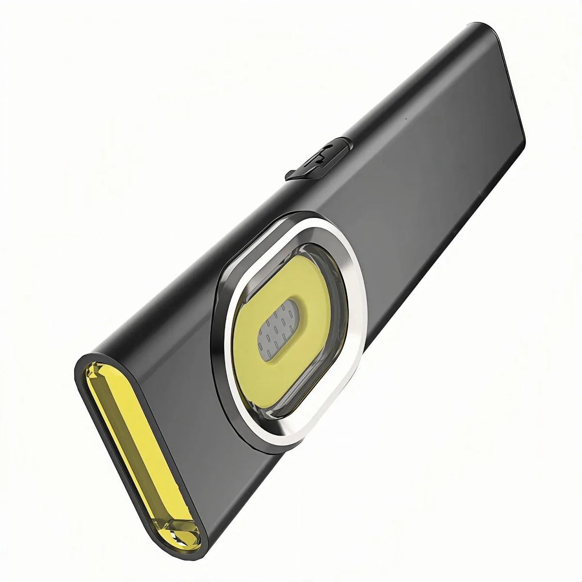 Ultra-slim rectangular aluminium flashlight with magnetic base and pocket clip