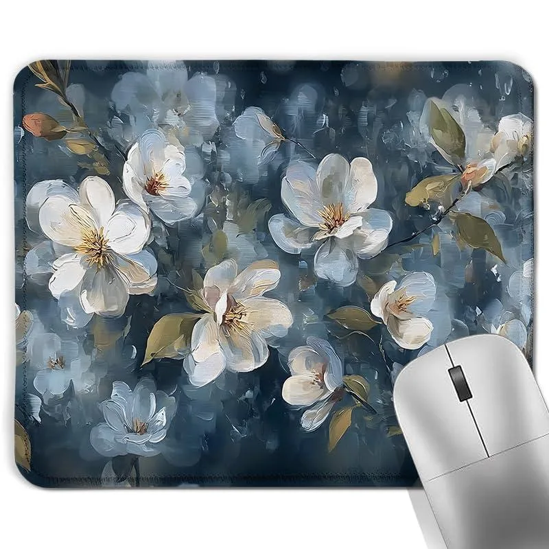  DAYOUER 021 Mouse Pad 9.5x7.9 in Navy Blue Floral — product photo