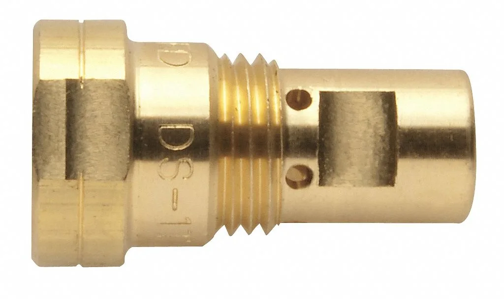 Small brass centerfire welding diffuser, threaded connection, compact cylindrical shape