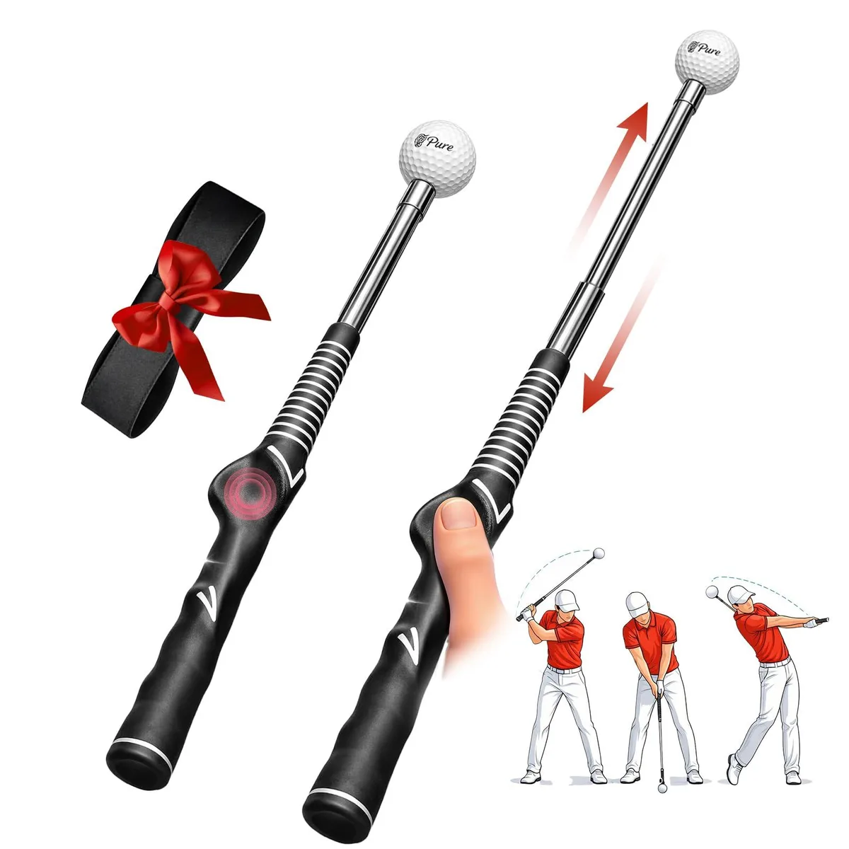  qbjgr Golf Swing Training Aid Black 1.8 in x 1.8 in x 16 in — product photo