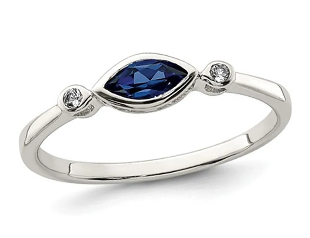 Gem &amp; Harmony Gem &amp; Harmony 3/10 Carat Lab-Created Sapphire Ring in Sterling Silver with White Topaz — product photo