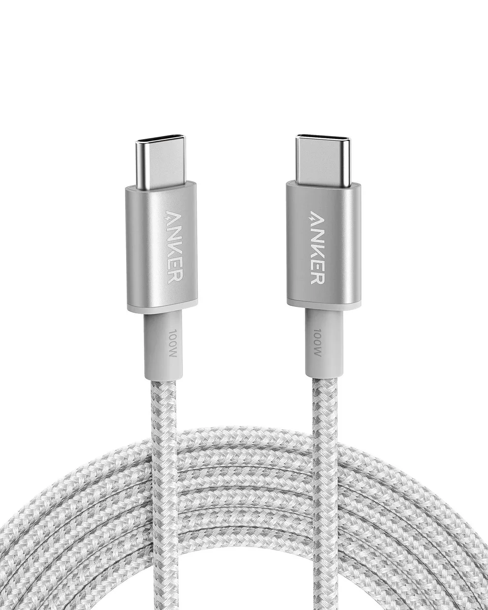  Anker 333 USB-C to USB-C Cable 100W 10ft Silver A8758 — product photo