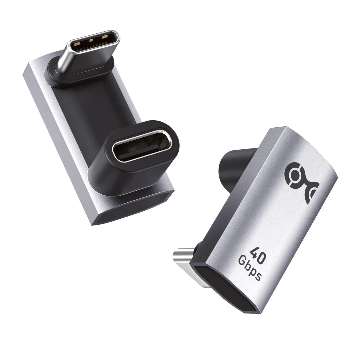 Two silver U-shaped USB-C adapters, 12 mm thick, 180-degree connectors