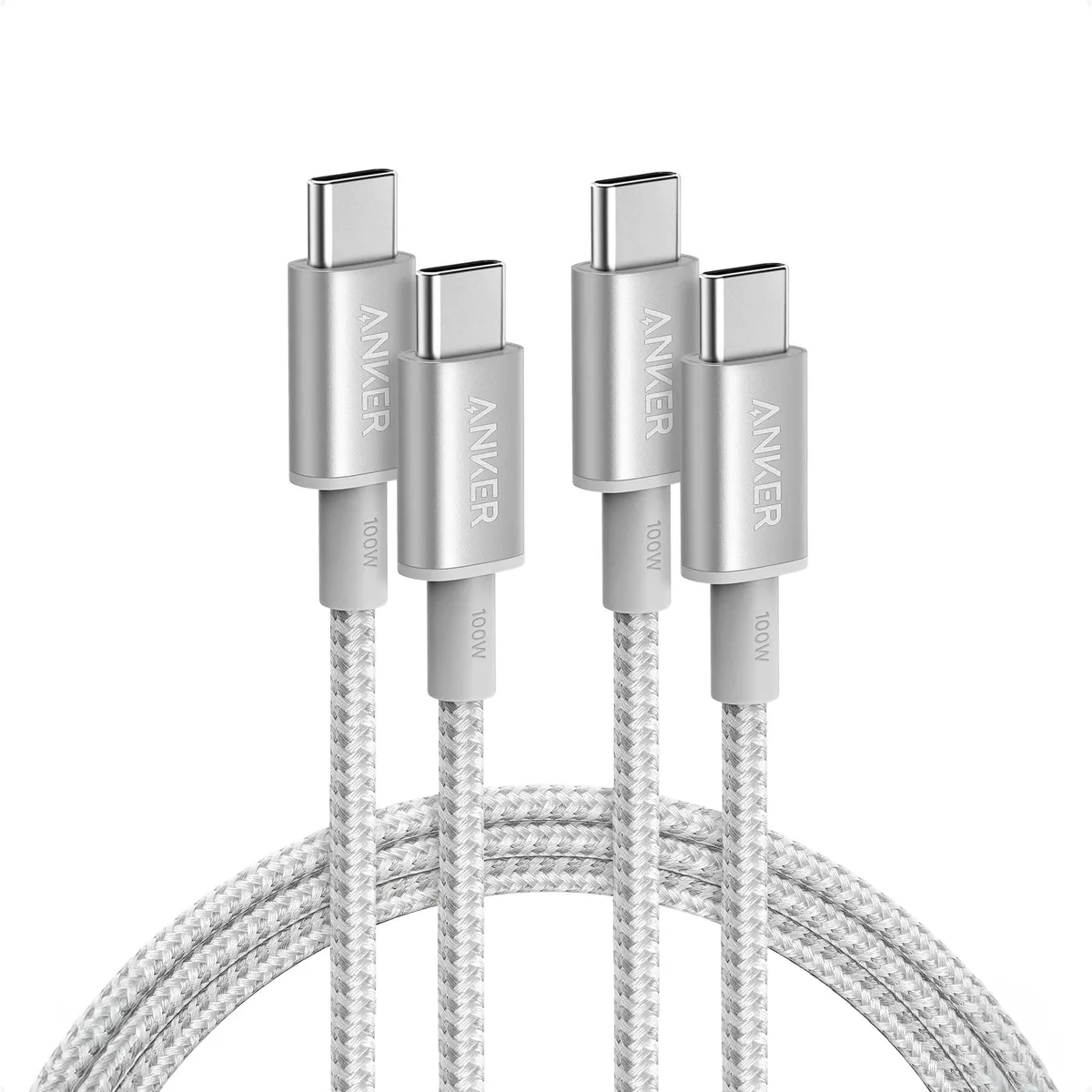  Anker 333 USB-C to USB-C Cable 2-Pack 100W 6ft Sliver — product photo