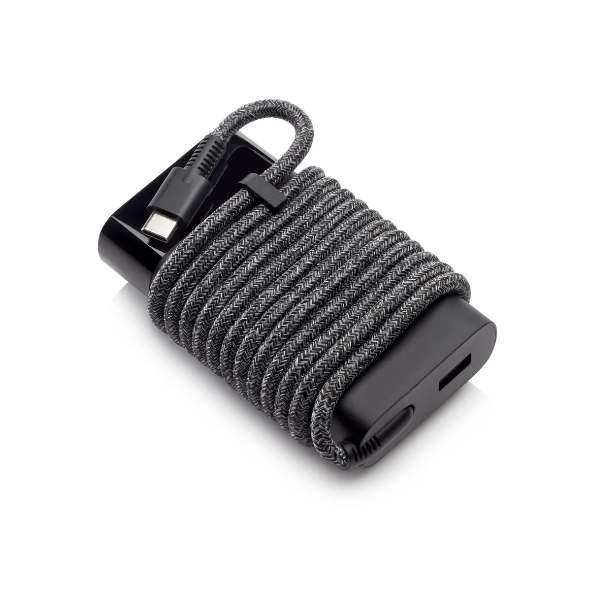 Compact HP 65W USB-C charger with detachable cable