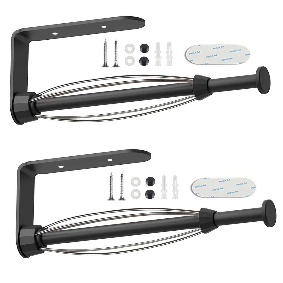 2 PACK Metal Paper Towel Holder, Black, 12.2"L x 4.1"W, 304 Stainless Steel — product photo