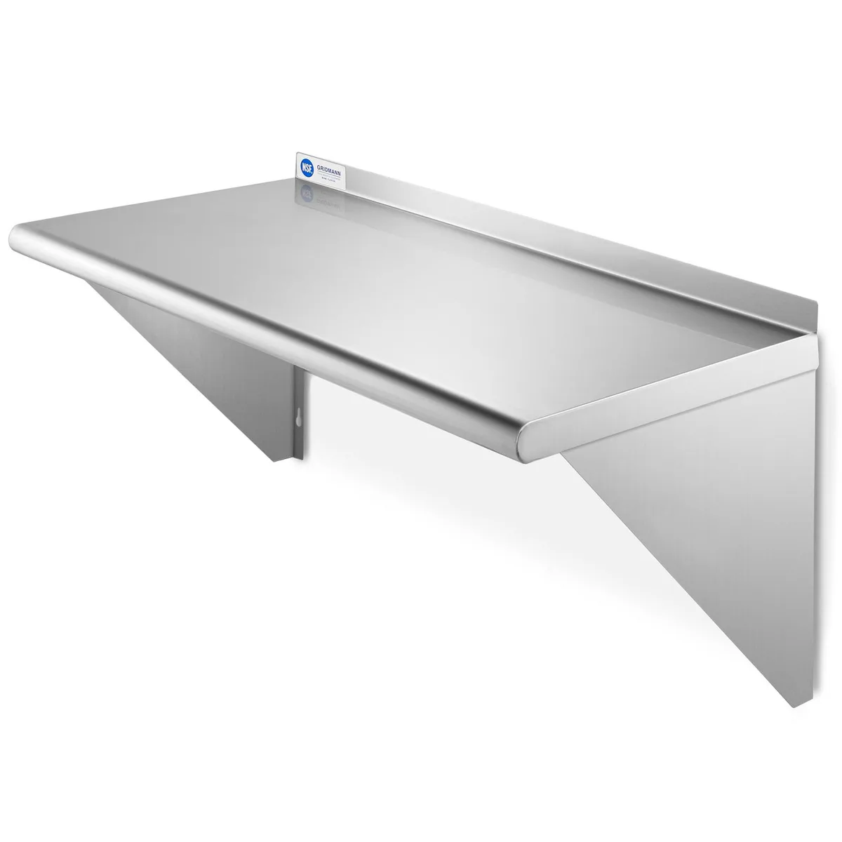 Gridmann Gridmann 12" x 24" 16-Gauge Stainless Steel Wall Mount Shelf with Backsplash, NSF Certified — product photo