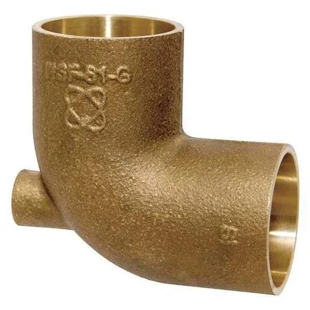 Bronze reducing tee with two sweat cups and a threaded branch