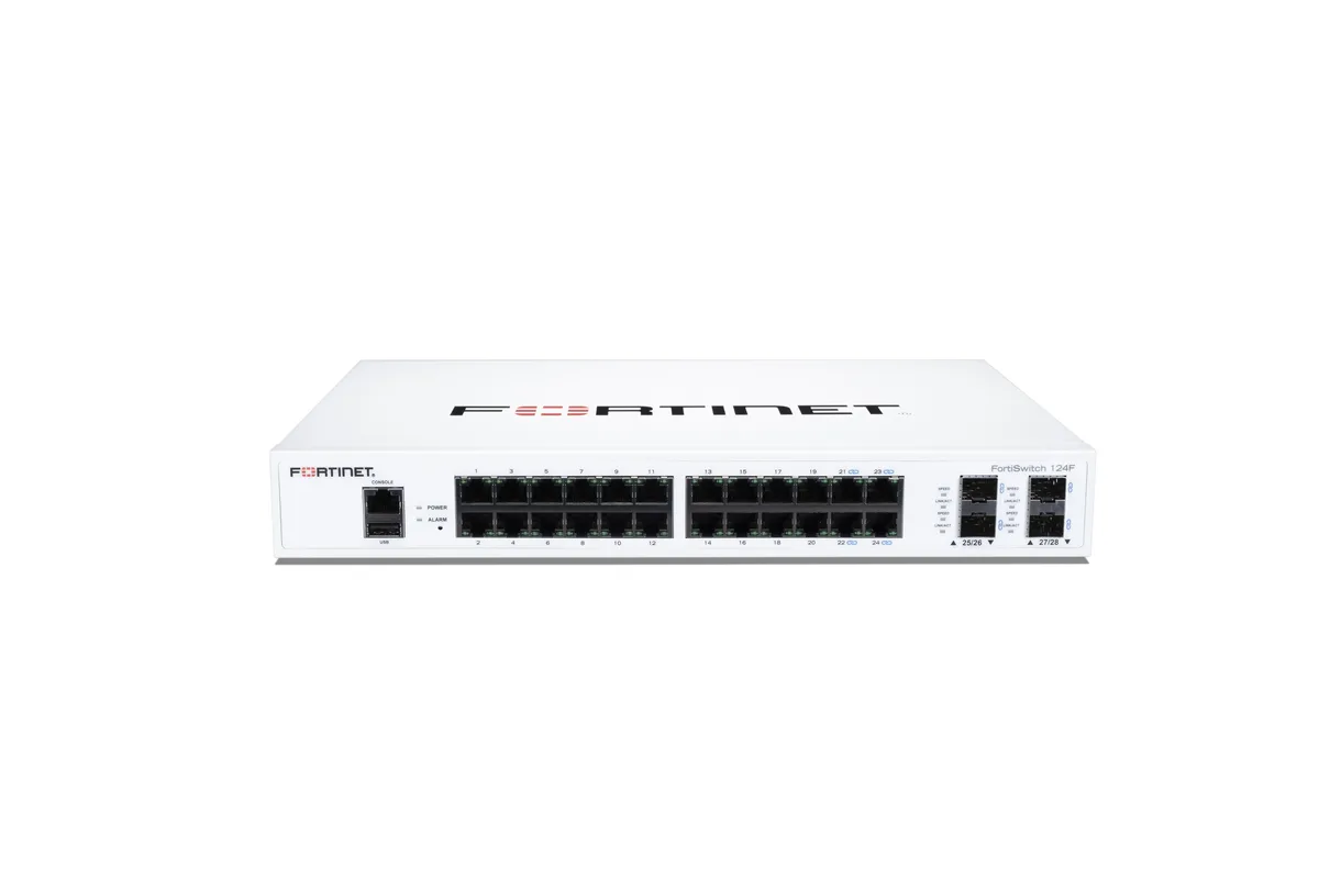 Fortinet Fortinet FS-124F network switch 24 GE RJ45 4 10G SFP+ — product photo