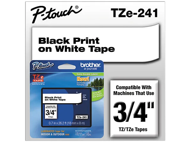 Brother Brother TZE241 18mm Black on White Laminated Tape pos accessory — product photo