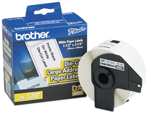 Brother Brother DK1208 Die-Cut Address Labels 1.4" x 3.5" White 400/Roll pos accessory — product photo