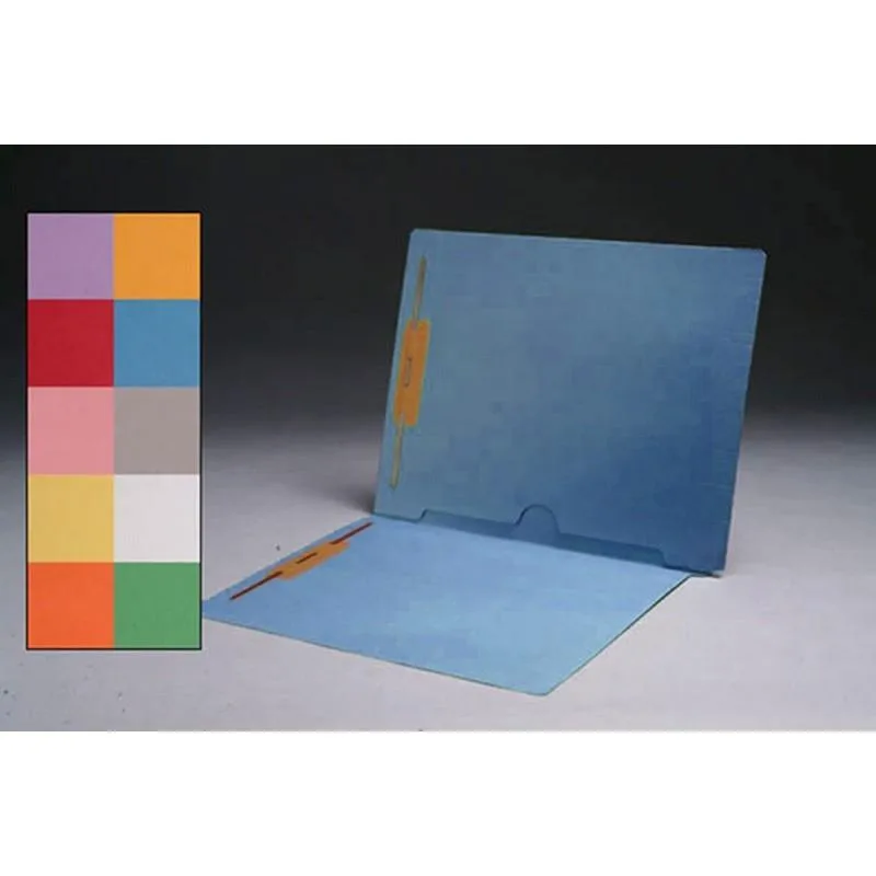 Box of fifty dark blue end-tab file folders with full back pocket and fasteners