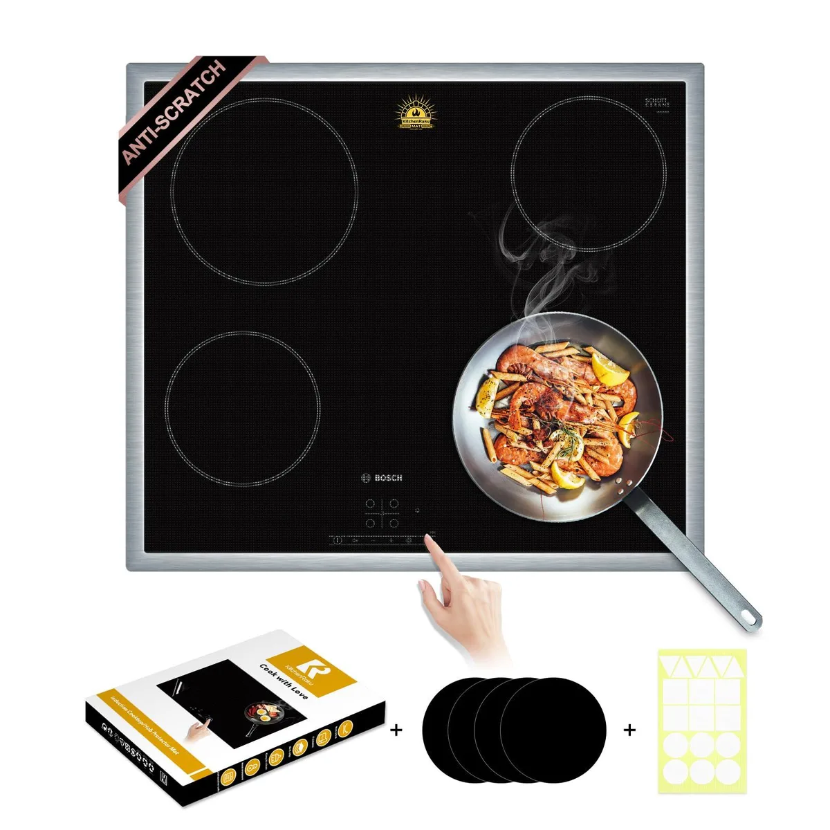  Extra-Large Translucent Induction Cooktop Protector Mat 20.4" x 30.7" (Magnetic) — product photo