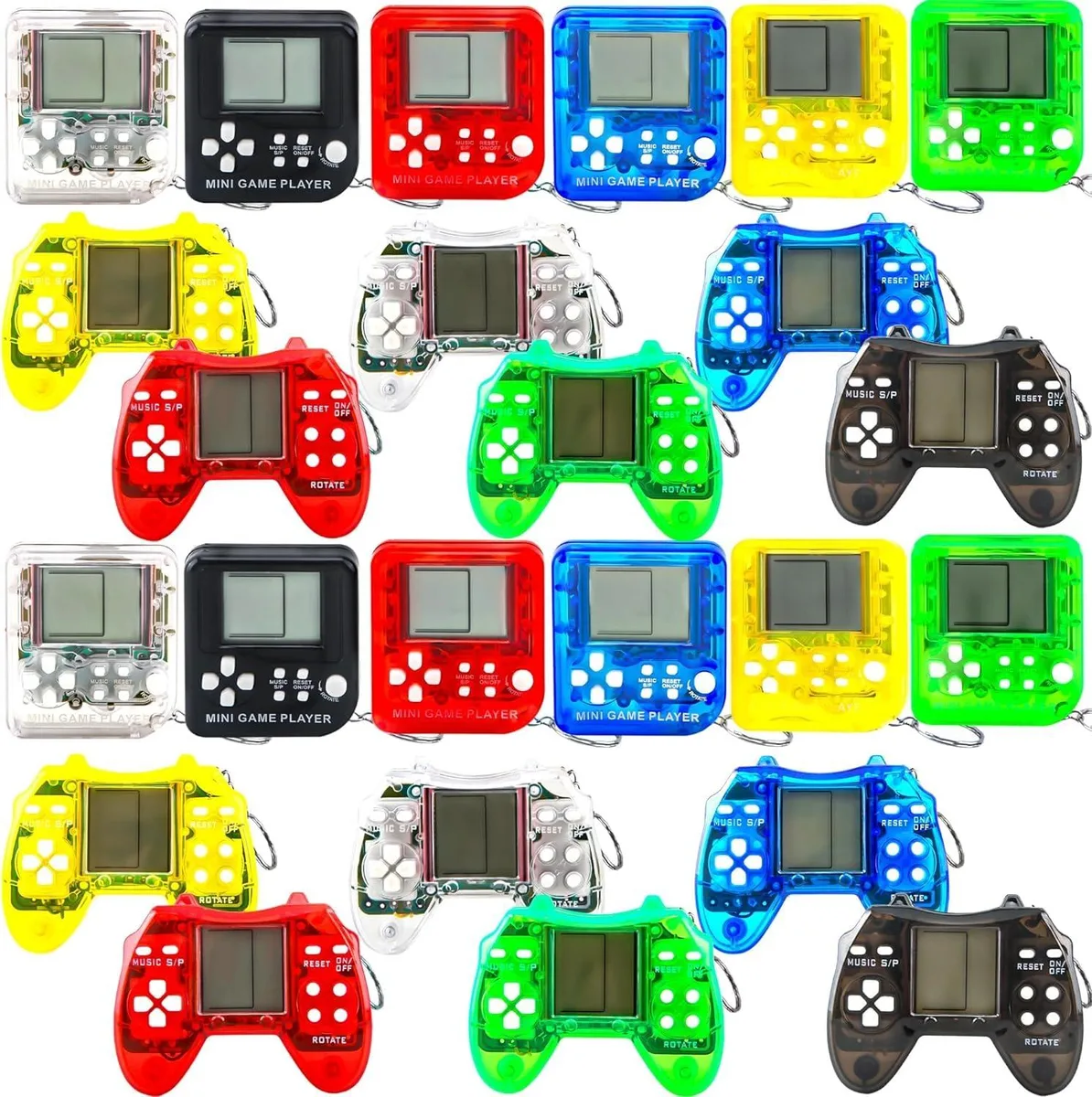 Video Game Party Favors Keychains 24 Pcs 26 Games 99 Levels — product photo
