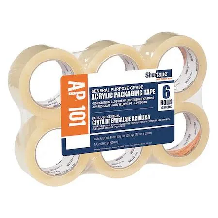 SHURTAPE TECHNOLOGIES, INC. SHURTAPE TECHNOLOGIES, INC. 232514 Acrylic Packing Tape 1.6 mil Clear PK6 mailing supply — product photo