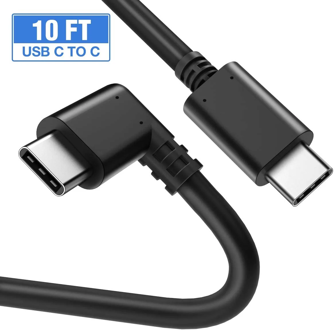 Hitoor Hitoor USB C to USB C cable 10 ft Thunderbolt 3 90° right angle — product photo