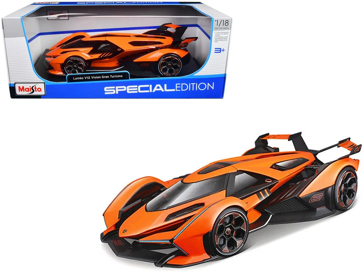 Maisto Maisto Lamborghini V12 Vision Gran Turismo Orange Metallic Special Edition 1/18 Diecast Car — product photo