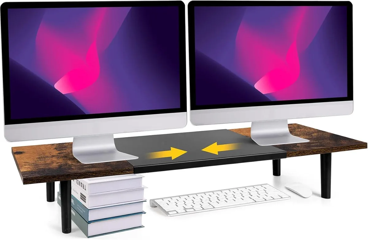 PISKEKAT PISKEKAT Dual Monitor Stand Riser 32-40 Inch Brown — product photo