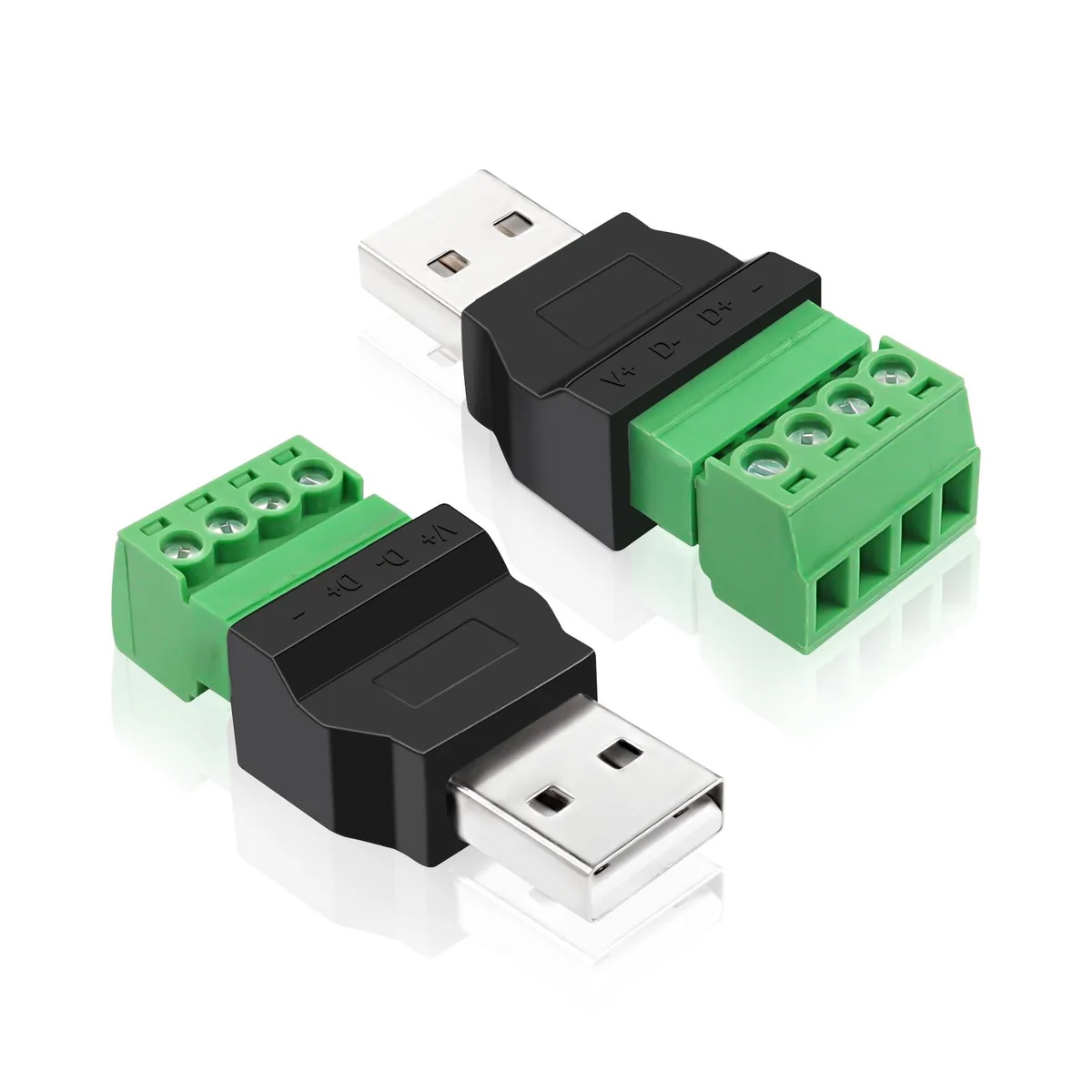BUCIER BUCIER USB 2.0 A Male to 4-Pin Screw Terminal Adapter Green 2-Pack — product photo