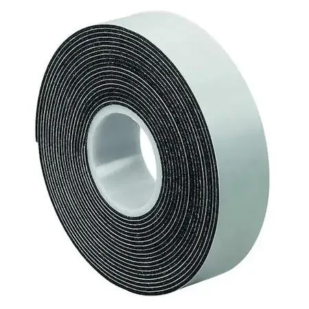 Black vinyl foam tape roll 3/4 inch wide 62 mil thick