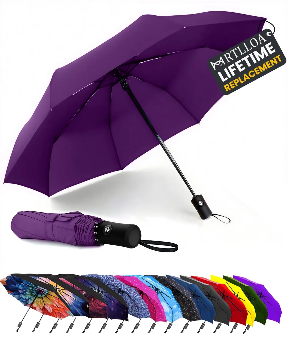 MRTLLOA MC-Purple Compact Umbrella 42 inch Clear 14 oz 11.8 in closed — product photo