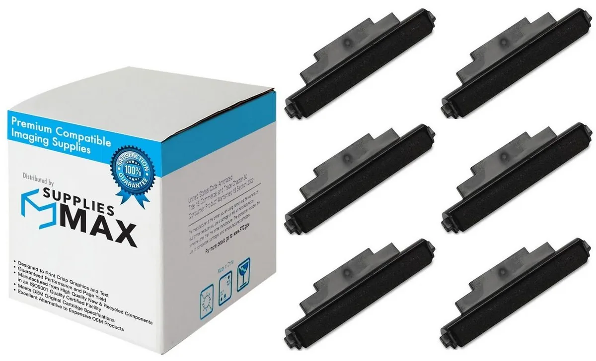 SuppliesMax SuppliesMax VCT1024354 Black Calculator Ink Rollers 6 Pack — product photo