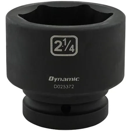Large black phosphate socket with 1-inch drive and laser-etched size markings