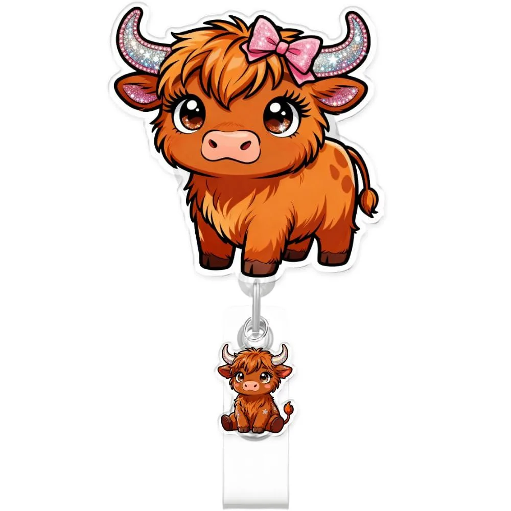  Xiaocmm CutehcaeBR-107 Highland Cattle Badge Reel Clip — product photo