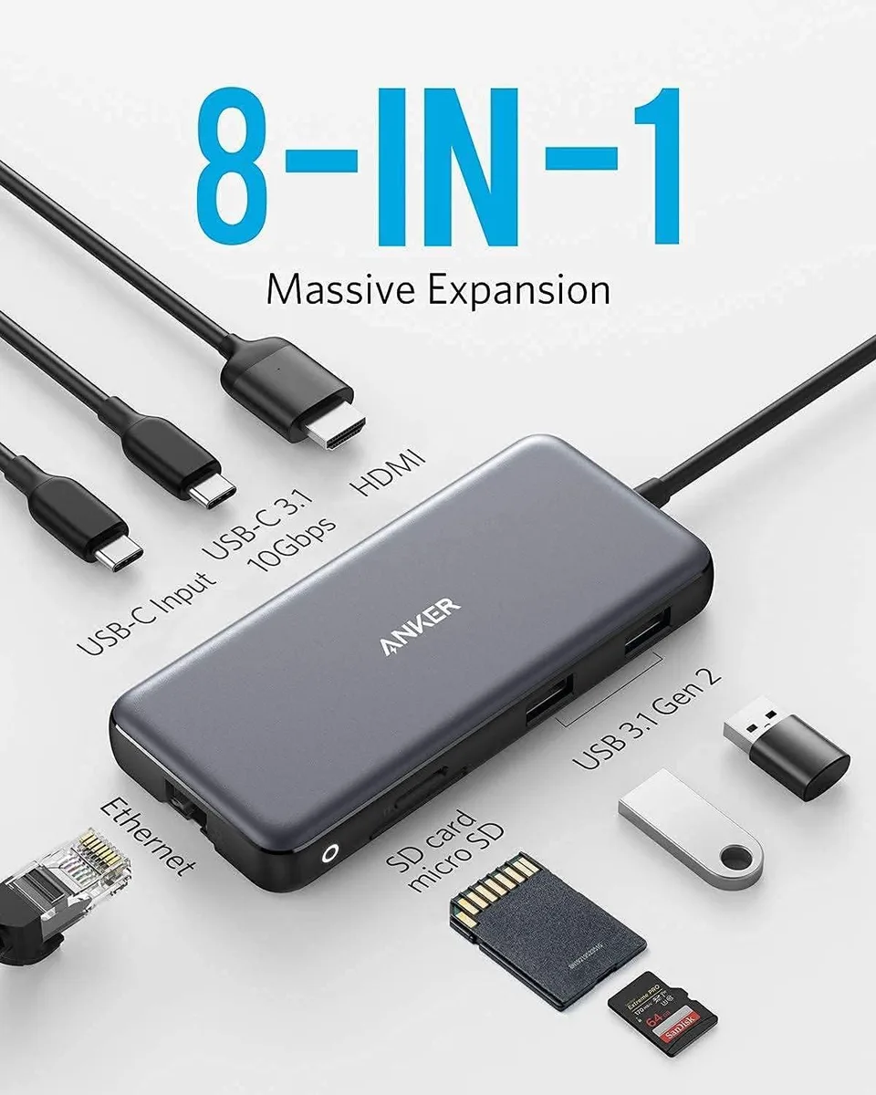MCHOSE MCHOSE 555 USB-C Hub (8-in-1) with USB-C to DisplayPort Adapter — product photo