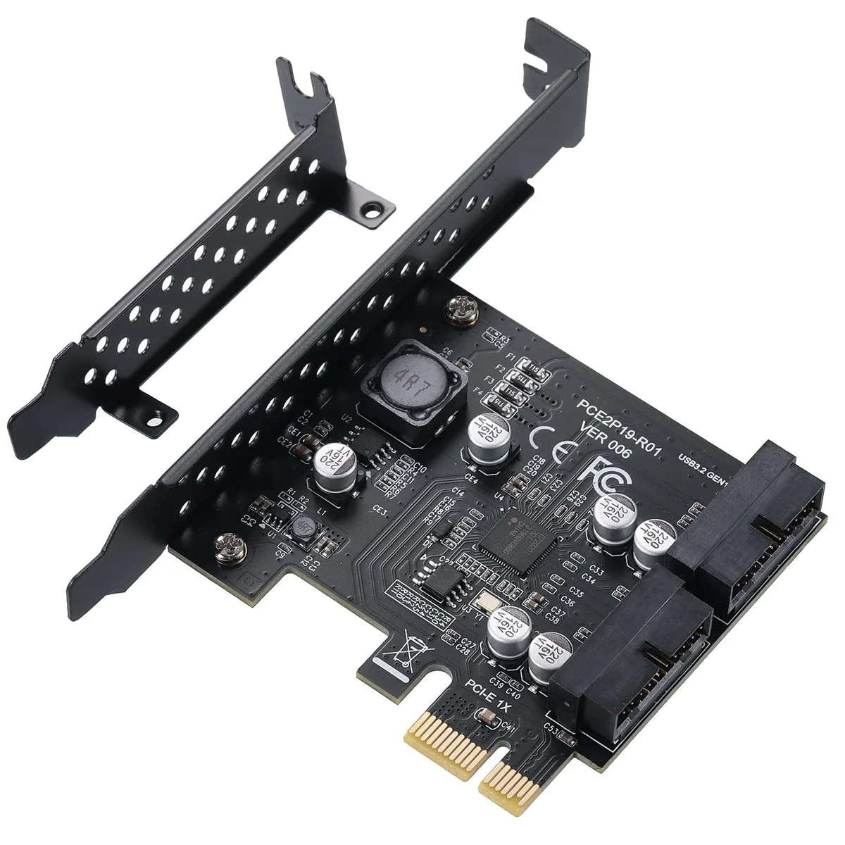 Vszerda Vszerda PCIe x1 to 2×19-pin USB 3.2 Gen1 card — product photo