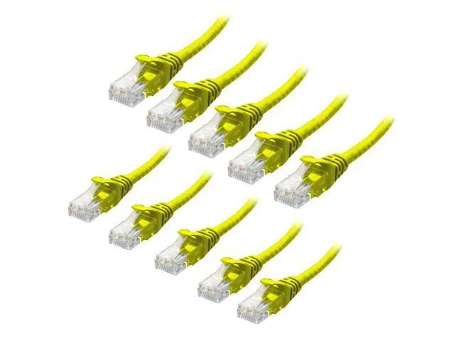 WISDUM WISDUM CAT6 Ethernet Cable 10Pack Yellow 5ft Pure Copper 24AWG 550MHz — product photo