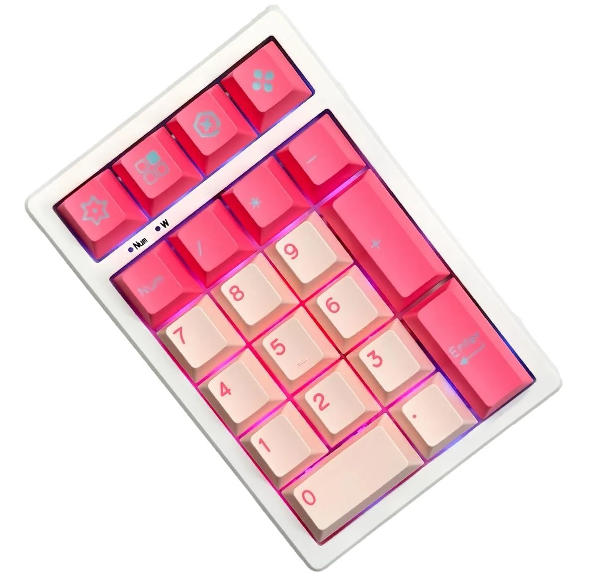 BOYI BOYI TD21 21-key hot-swap numpad, Bluetooth 5.0/2.4G/wired, PBT keycaps (Pink Cherry) — product photo