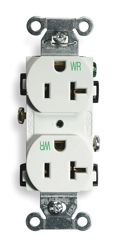 Hubbell Incorporated Hubbell Incorporated BR20WHIWR 20 A 125 V duplex receptacle — product photo
