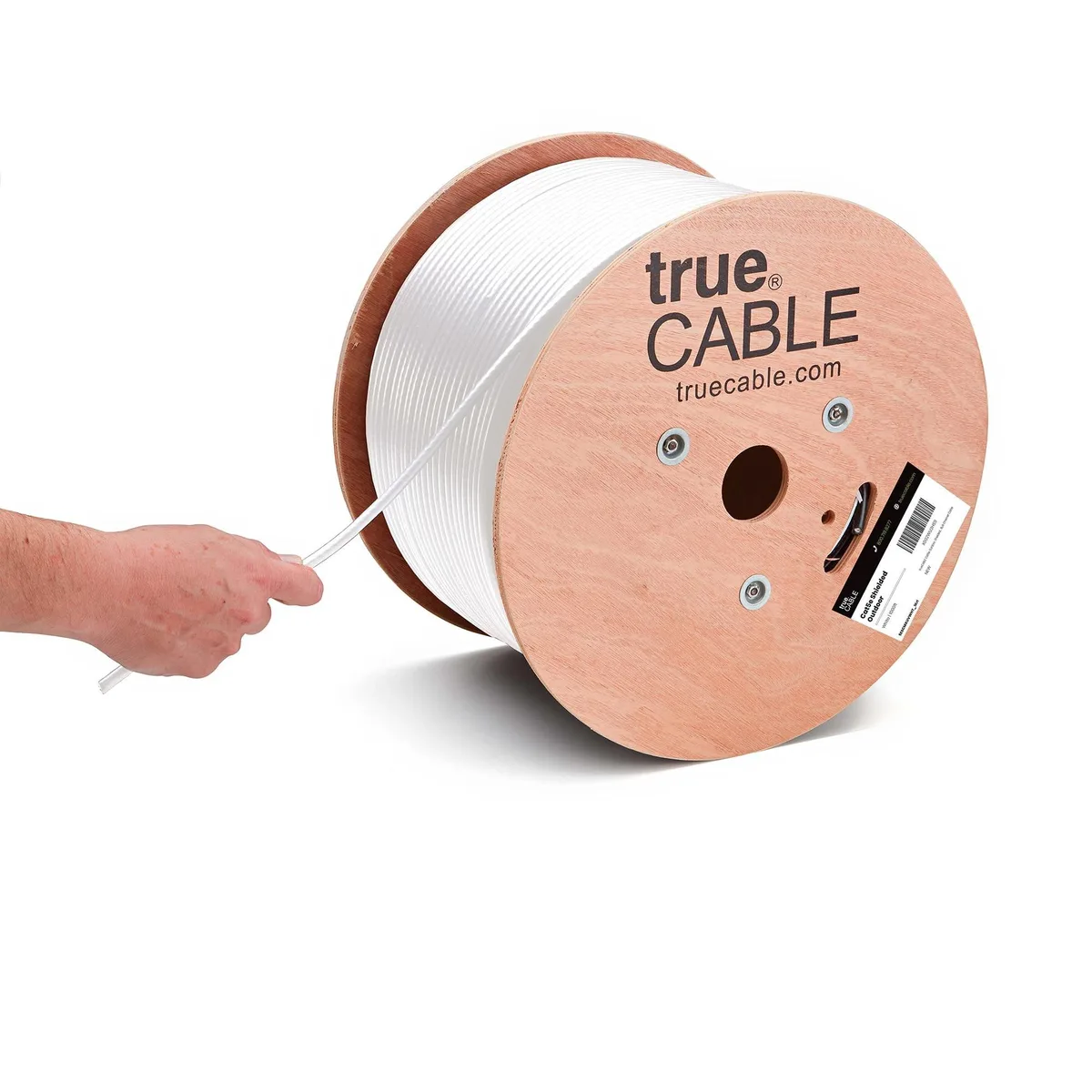 BESIGN BESIGN 2 in 1 accessory Cat5e outdoor shielded 1000ft white UV resistant 24AWG solid copper 350MHz PoE++ — product photo