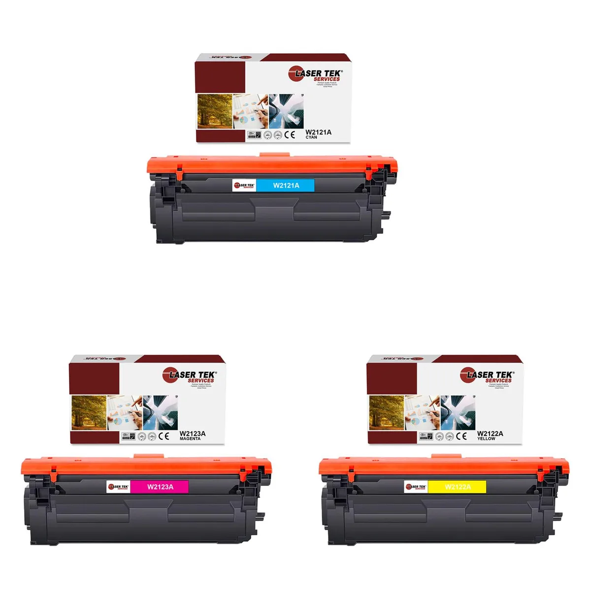 Laser Tek Services Laser Tek Services 212A Compatible Toner Cartridge 3 Pack W2121A W2122A W2123A — product photo