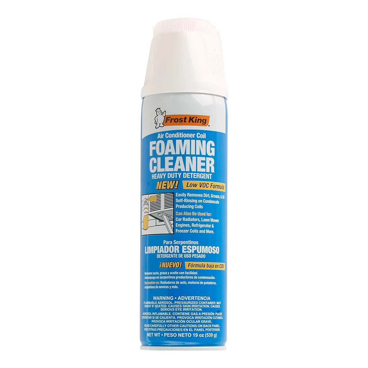 Aerosol can with white finish, 19 oz foam coil cleaner