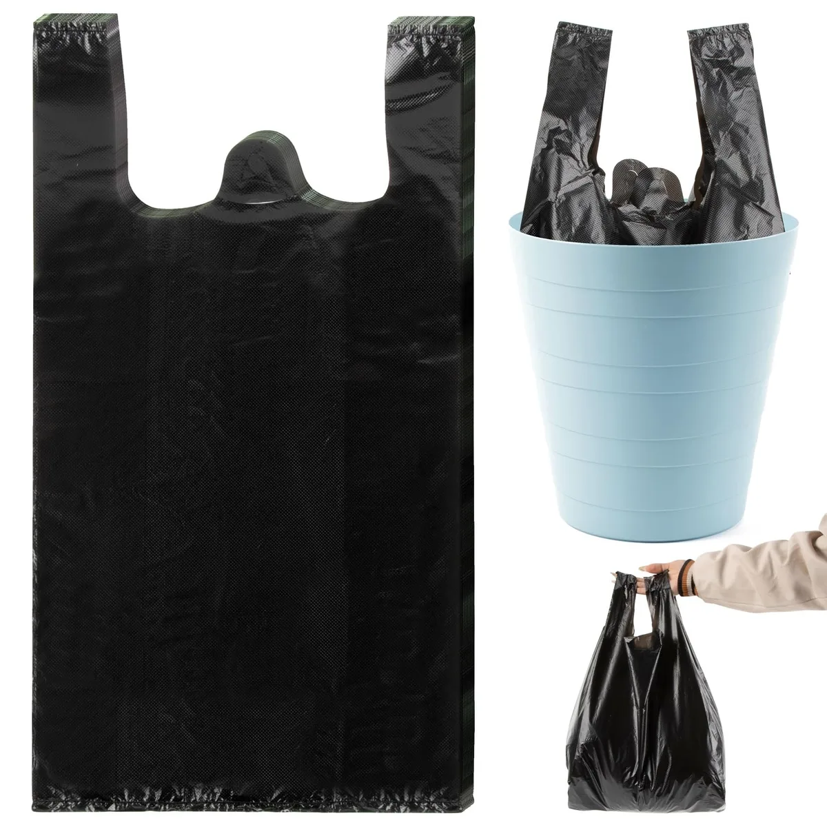  MAQIHAN LX-Grocery Bag 02 35 Pack 4 Gallon Black Trash Bags with Handle — product photo