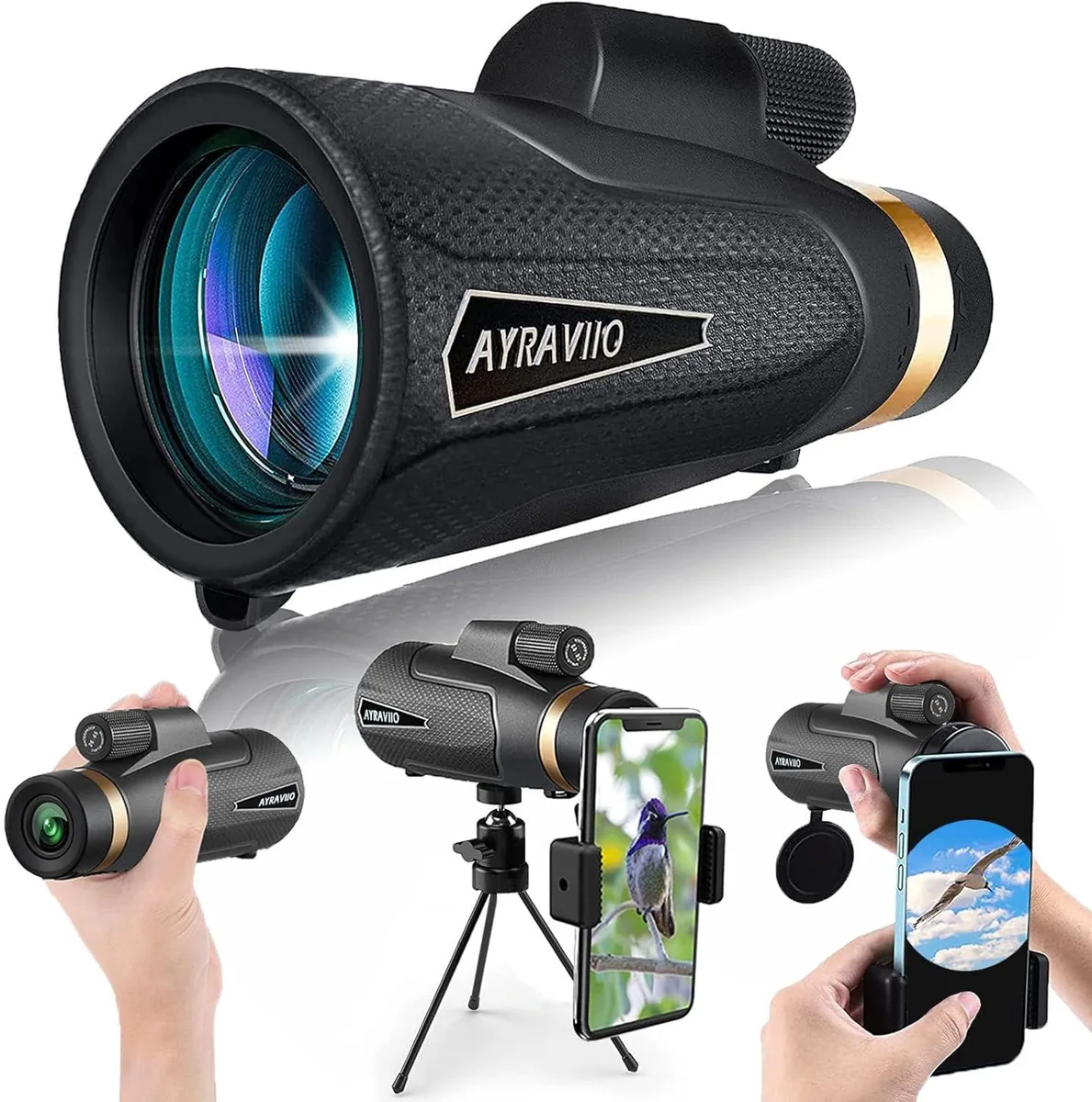 WUQ WUQ 12×60 Monocular Telescope with Smartphone Holder & Upgraded Tripod — product photo