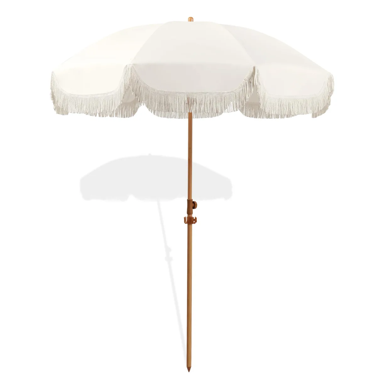  7.5ft Patio Umbrella with Fringe, Elegant Cream — product photo