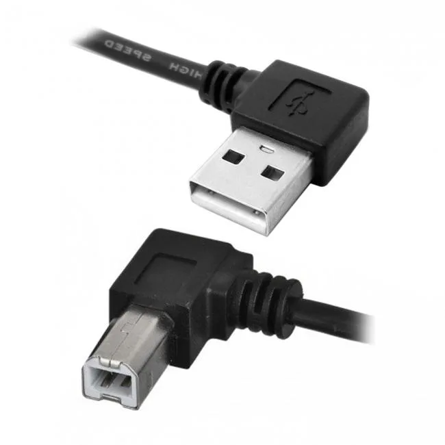 Cablecc Cablecc USB 2.0 A Male to B Male 90° Braided Cable 50cm 100cm — product photo