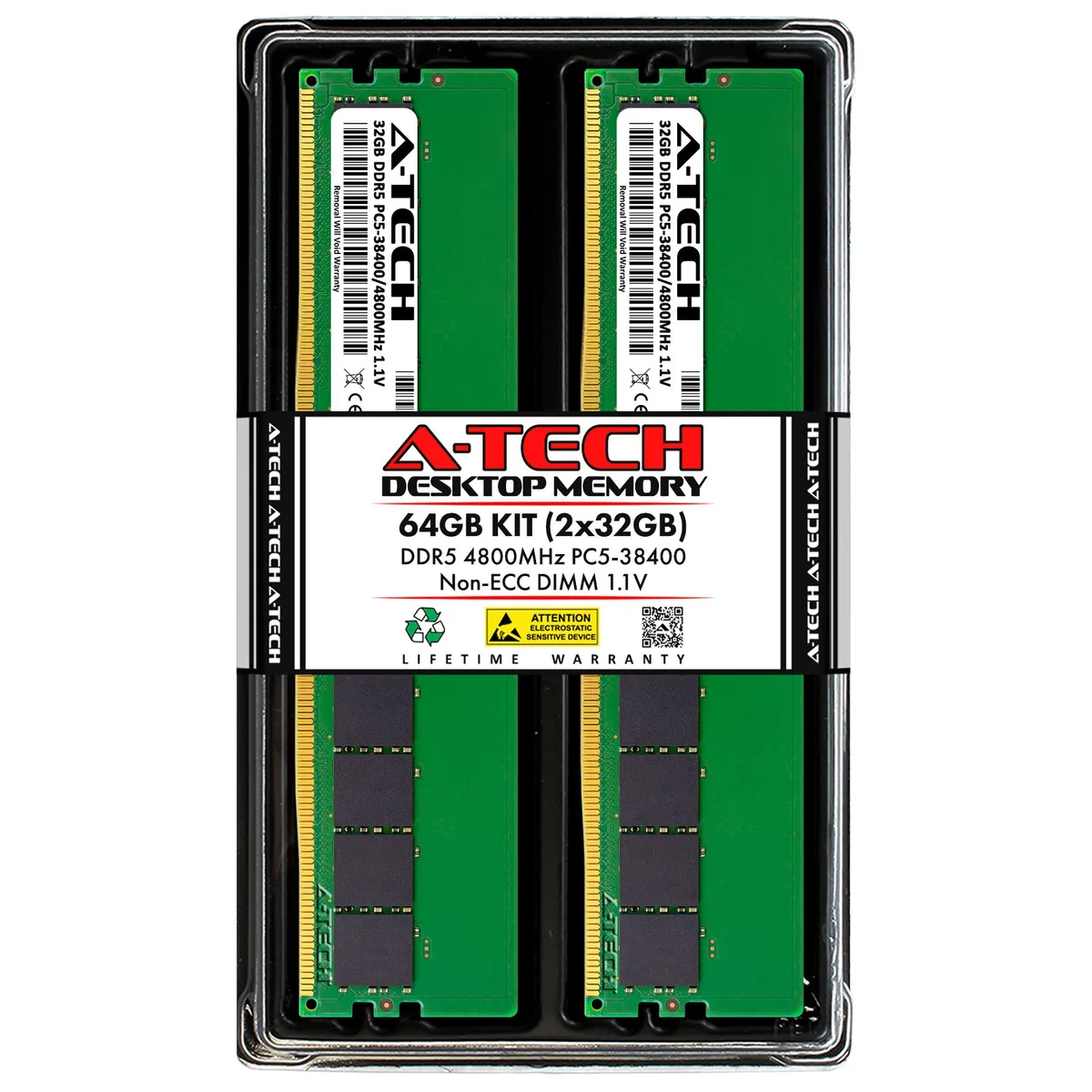 A-Tech A-Tech 64GB (2x32GB) DDR5 4800MHz CL40 1.1V desktop RAM — product photo