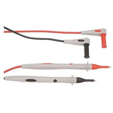 Two test probe leads, black and red, with shrouded banana plugs, PVC insulation, 3 1/4 ft length