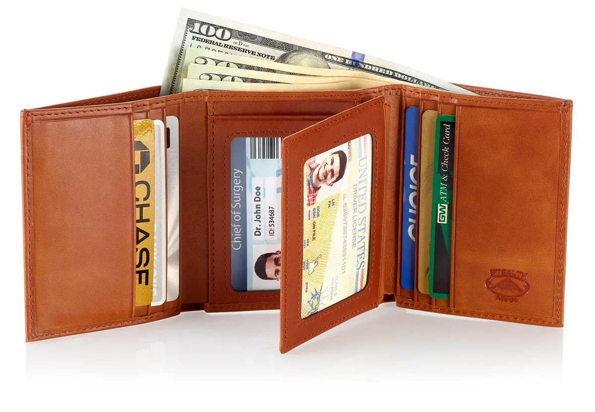 Stealth Mode Stealth Mode Leather Trifold RFID Wallet Light Brown 11 card slots — product photo