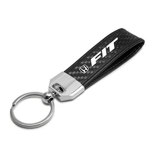 iPick Image, LLC iPick Image, LLC Honda Fit Real Carbon Fiber Leather Strap Key Chain Black Stitching Car Electronics Accessory — product photo