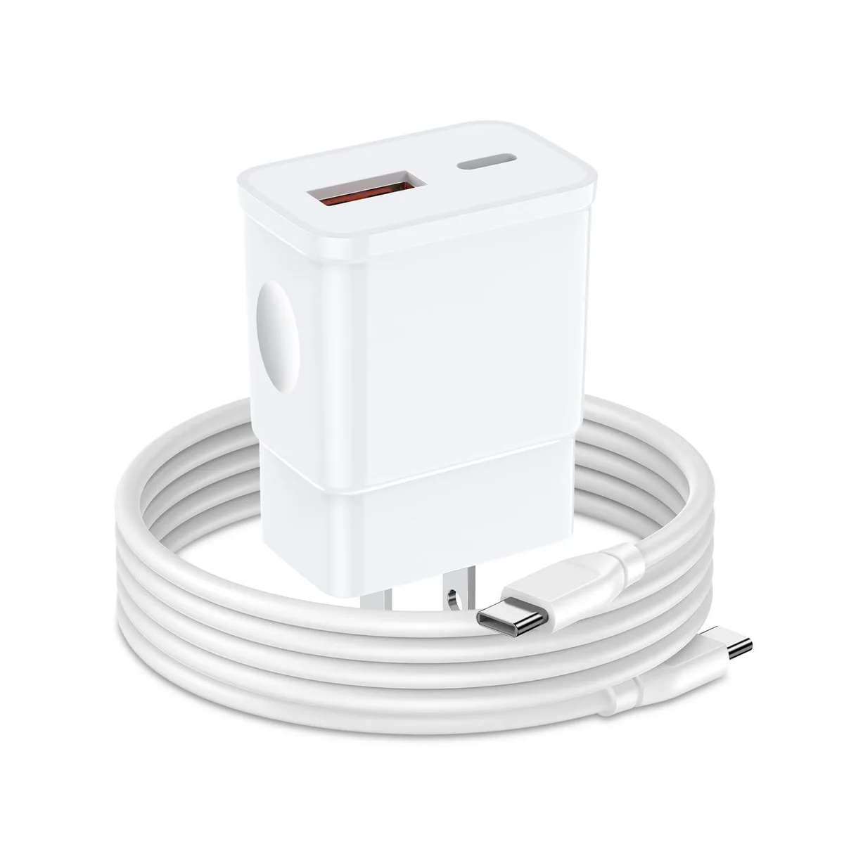  GE BP2110-25W-02 25W USB A+C charger with 6 ft 60W USB-C cable phone cable — product photo