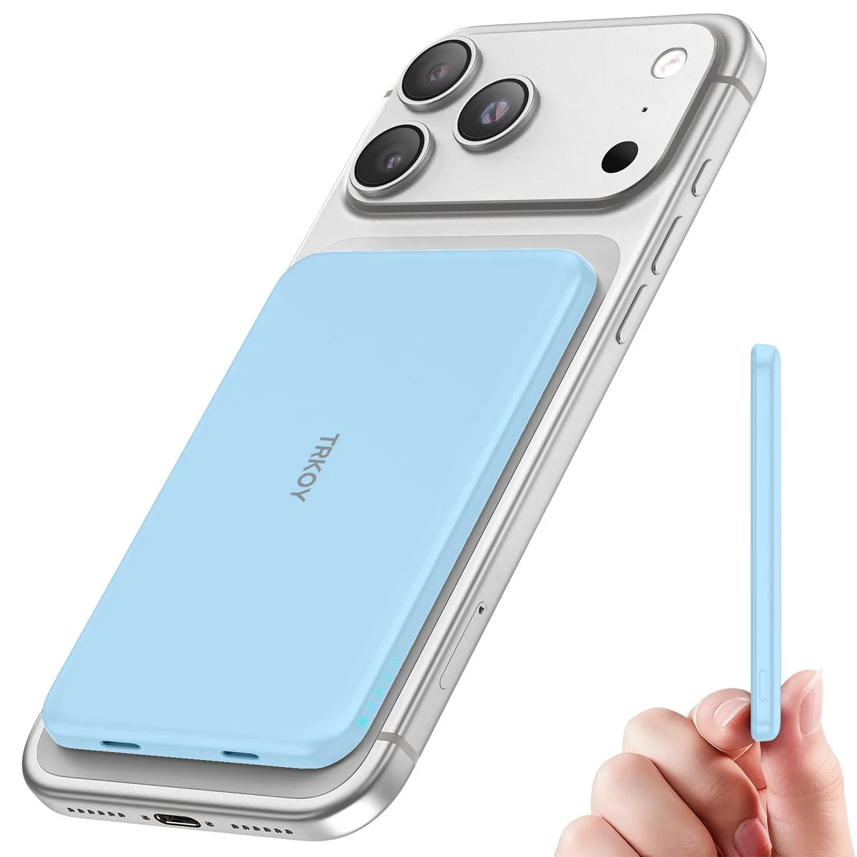  TRKOY W5 5000mAh MagSafe Power Bank Sky Blue — product photo