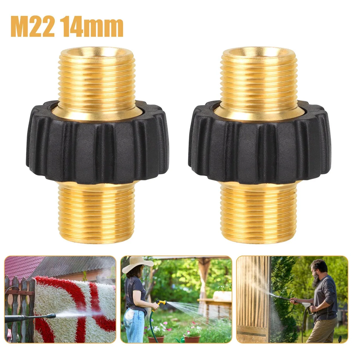 NSI NSI YDF03292050 M22 14mm Brass Pressure Washer Adapter 5000 PSI 2 Pack — product photo
